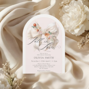 Invitation Chute Florale Bow Blanc Chute en Baby shower d'amo