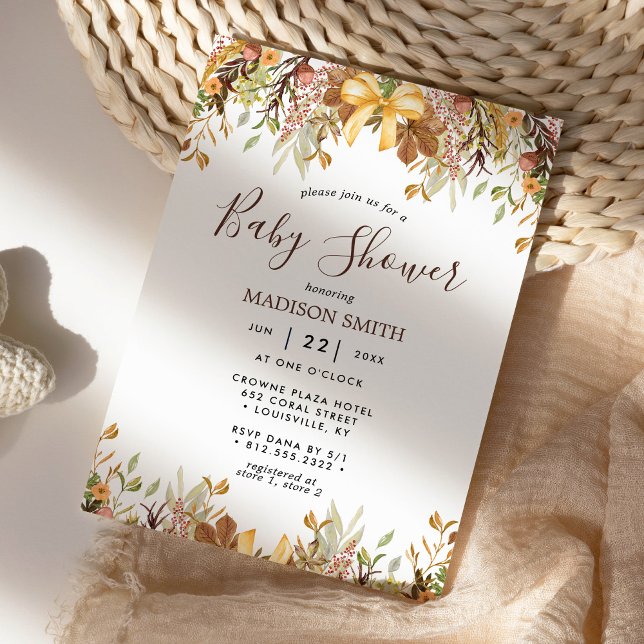 Invitation Chute Foliage Floral Genre Baby shower neutre (Créateur téléchargé)