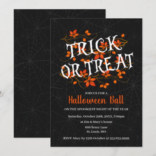 Invitation Chute Folift Trick Ou Treat Halloween Party (Devant / Derrière)