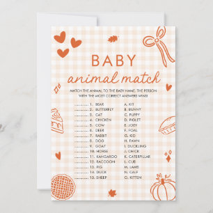 Invitation Chute Main tiré bébé animal Match Baby shower Jeu