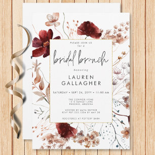 Invitation Chute moderne Rouille Fleur sauvage Frame Bridal B