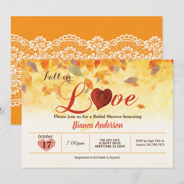 Invitation Chute nuptiale douche rustique chute d'amour (Devant / Derrière)