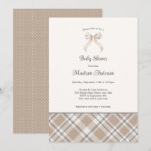 Chute Plaid Ribbon neutre baby shower genre