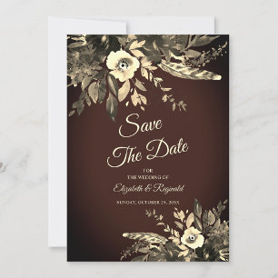 Invitation Chute Romantique spectaculaire Brown floral Enregi
