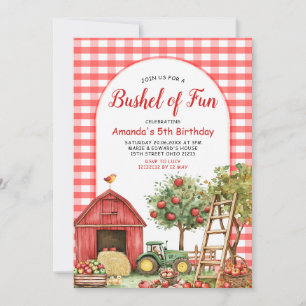 Invitation Chute Rouge En vichy Bushel Fun Anniversaire