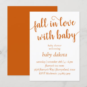 Invitation Chute simple en amour avec bébé Dusty Burnt Oran