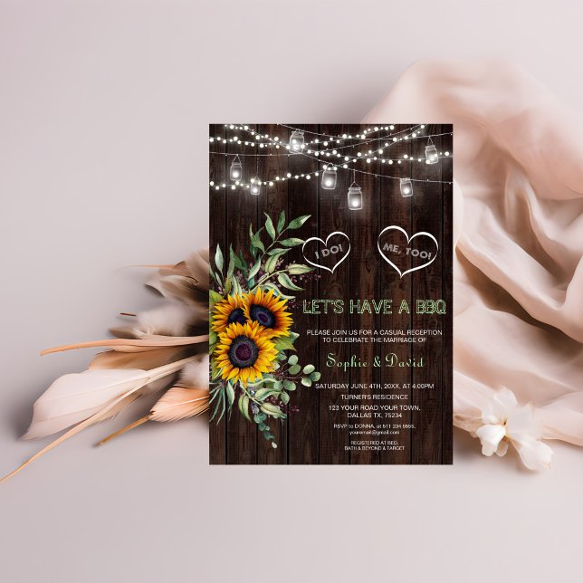 Invitation Chute Sunflower Chaîne Lumières Barre Bois I DO BB (Créateur téléchargé)