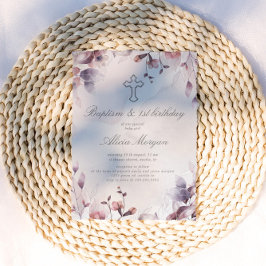Invitation Chute Whimsical Baptême floral Premier anniversair