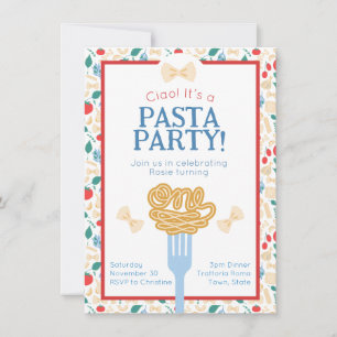 Invitation Ciao 1er anniversaire Pasta Party Italien Bow Invi