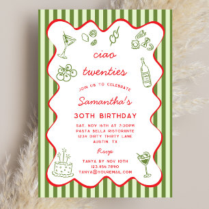Invitation Ciao 20s La Dolce Vita Fête d'anniversaire 30 ans