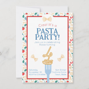 Invitation Ciao 4e anniversaire Pasta Party Italien Bow Invit