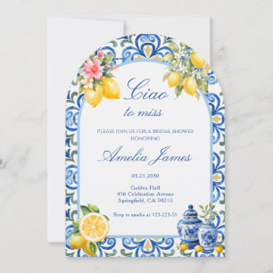 Invitation Ciao à Miss Italian lemon shower de mariage 