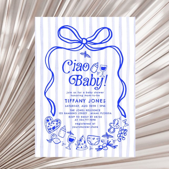 Invitation Ciao Baby Blue Citron italien Baby shower (Créateur téléchargé)