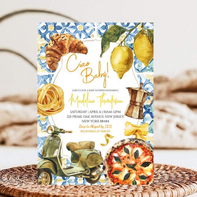 Invitation Ciao Baby Citrus Lemon Baby shower à thème italien (Créateur téléchargé)
