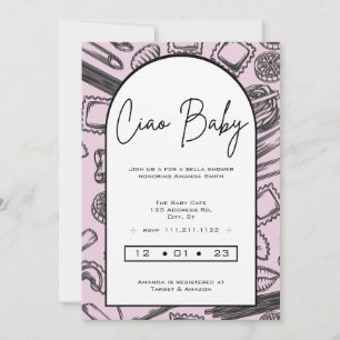 Invitation "Ciao Baby" Cuisine un bébé Pâtes italiennes