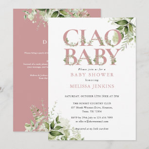 Invitation Ciao Baby Dusty Rose Floral Tout En Un Baby Shower
