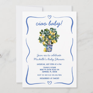 Invitation Ciao Baby Fête Italienne de Naissance au Citron