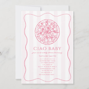 Invitation Ciao Baby Fille Rose Pizza Fête de Naissance