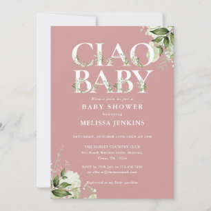 Invitation Ciao Baby Floral Tout En Un Baby Shower Rose Pouss