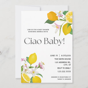 Invitation "Ciao Baby" Joli citrons et fleurs italiens