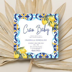Invitation Ciao Baby Méditerranée Majolica Carrelage Citron D