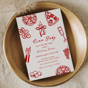 Invitation Ciao Baby Pizza italienne Baby shower à thème