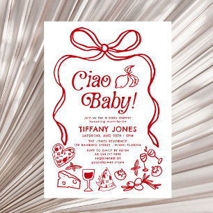 Invitation Ciao Baby Rouge Whimsical Citron italien Baby show