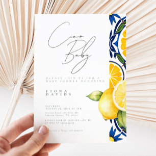 Invitation Ciao Baby shower Douche à thème citron