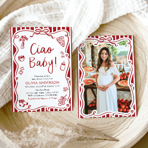 Invitation Ciao Baby Whimsical Italien Pizza Baby shower mign