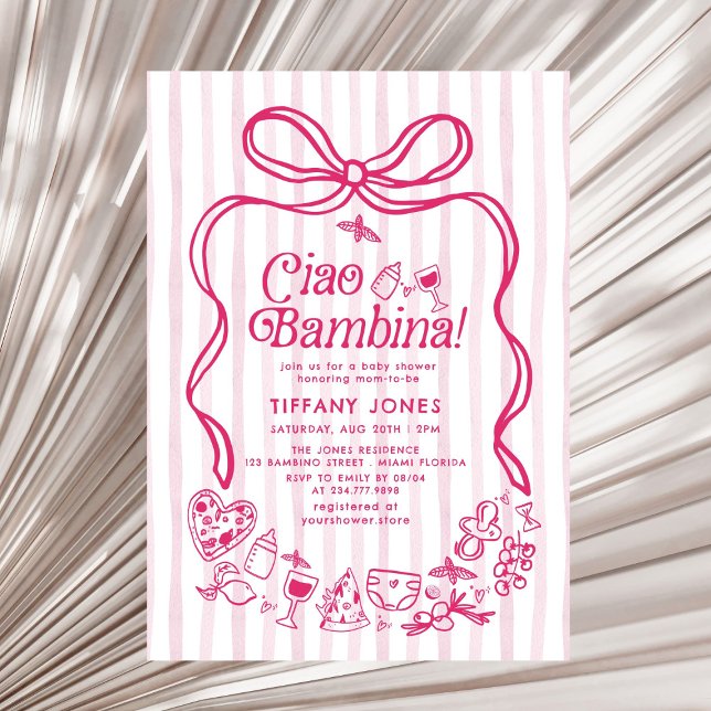 Invitation Ciao Bambina Baby shower italien de citrons rose (Créateur téléchargé)