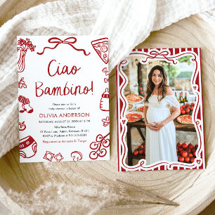 Invitation Ciao Bambino Baby shower de pizza italienne Whimsi