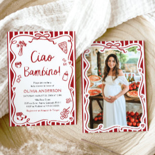 Invitation Ciao Bambino Baby shower de pizza italienne Whimsi