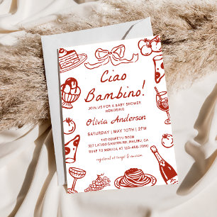 Invitation Ciao Bambino Fête de Naissance Fantaisiste Pizza I
