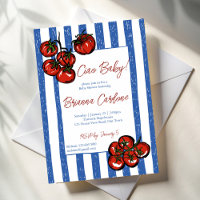 Ciao bébé tomate rayures bleues Baby shower italie