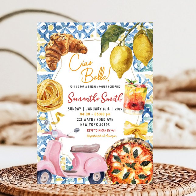 Invitation Ciao Bella Dîner Italien Fête des mariées à thème (Créateur téléchargé)