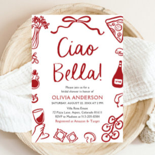 Invitation Ciao Bella Fête des mariées de pizza italienne tir