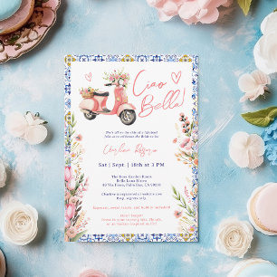 Invitation Ciao Bella Italien Scooter Fête des mariées Floral