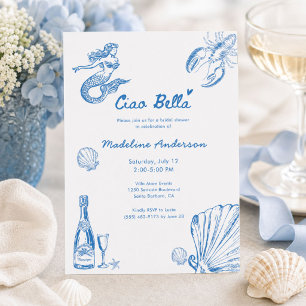 Invitation Ciao Bella Toile de Jouy Côtière pour Enterrement 