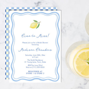 Invitation Ciao To Miss Dolce Vita Blue Yellow Fête des marié