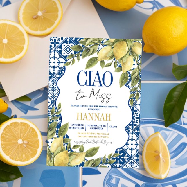 Invitation Ciao to Miss Fête des mariées de citron italien (Créateur téléchargé)