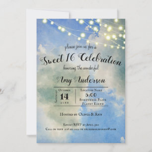 Invitation Ciel Bleu & Nuages Blancs 16 ans Anniversaire