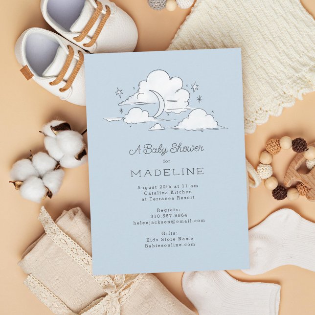 Invitation Ciel céleste Baby shower bleu clair (Créateur téléchargé)