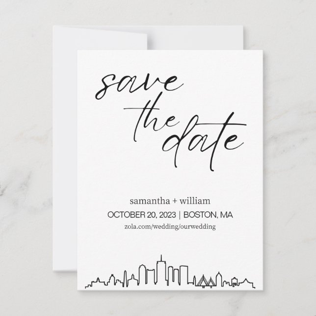 Invitation Ciel de Boston MINIMALISTE Save The Date (Devant)