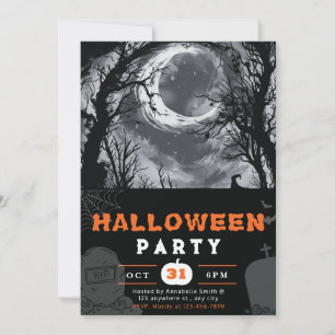 Invitation Ciel de nuit croissant de lune Halloween effrayant