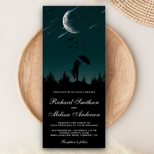 Invitation Ciel de nuit romantique, Lune et Étoiles de tir Ma