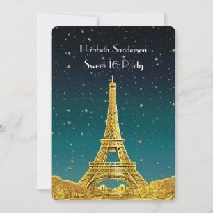 Invitation Ciel de Paris en or #2 Teal Starry Sweet 16 V