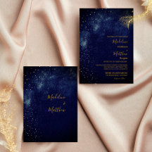 Ciel du Soir Astral Or Étoiles Bleues Mariage