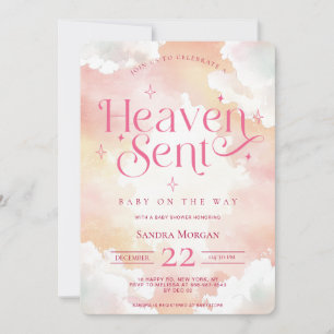 Invitation Ciel Envoyé Rose Nuages Angéliques Personnalisés B