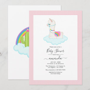 Invitation Ciel Fantaisiste des Lamas Désert Baby Shower