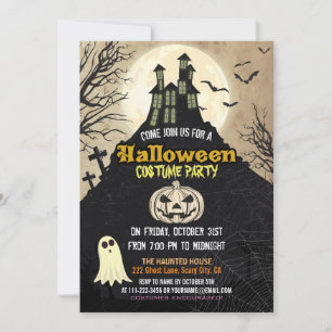 Invitation Ciel nocturne hanté éffrayant Halloween de costume